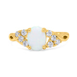 Oval Art Deco Bridal Wedding Engagement Ring Infinity Simulated Cubic Zirconia 925 Sterling Silver