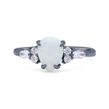 Pear Art Deco Five Stone Engagement Bridal Ring Round Simulated Cubic Zirconia 925 Sterling Silver