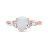 Pear Art Deco Five Stone Engagement Bridal Ring Round Simulated Cubic Zirconia 925 Sterling Silver