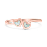 Art Deco Bridal Wedding Engagement Ring Heart Lab Created White Opal 925 Sterling Silver