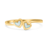 Art Deco Bridal Wedding Engagement Ring Heart Lab Created White Opal 925 Sterling Silver