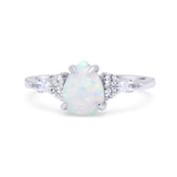 Pear Art Deco Five Stone Engagement Bridal Ring Round Simulated Cubic Zirconia 925 Sterling Silver