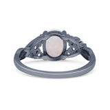 Oval Art Deco Bridal Wedding Engagement Ring Infinity Simulated Cubic Zirconia 925 Sterling Silver