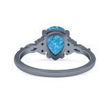 Pear Art Deco Five Stone Engagement Bridal Ring Round Simulated Cubic Zirconia 925 Sterling Silver