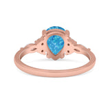 Pear Art Deco Five Stone Engagement Bridal Ring Round Simulated Cubic Zirconia 925 Sterling Silver