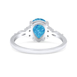 Pear Art Deco Five Stone Engagement Bridal Ring Round Simulated Cubic Zirconia 925 Sterling Silver