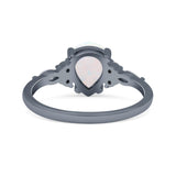 Pear Art Deco Five Stone Engagement Bridal Ring Round Simulated Cubic Zirconia 925 Sterling Silver