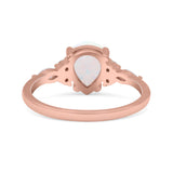 Pear Art Deco Five Stone Engagement Bridal Ring Round Simulated Cubic Zirconia 925 Sterling Silver