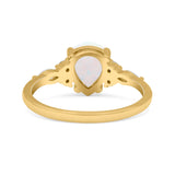 Pear Art Deco Five Stone Engagement Bridal Ring Round Simulated Cubic Zirconia 925 Sterling Silver