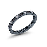 Art Deco Full Eternity Wedding Band Baguette Simulated CZ Ring 925 Sterling Silver