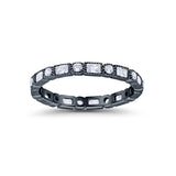 Art Deco Full Eternity Wedding Band Baguette Simulated CZ Ring 925 Sterling Silver