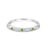 Half Eternity Wedding Ring Art Deco Simulated Cubic Zirconia 925 Sterling Silver