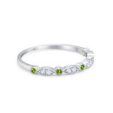 Half Eternity Wedding Ring Art Deco Simulated Cubic Zirconia 925 Sterling Silver