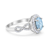 Infinity Art Deco Wedding Ring Oval Simulated Cubic Zirconia 925 Sterling Silver