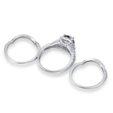 Halo Wedding Trio Piece Ring Simulated Cubic Zirconia 925 Sterling Silver