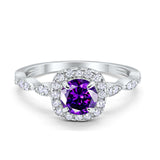 Art Deco Wedding Engagement Ring Round Cubic Zirconia Solid 925 Sterling Silver