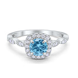 Art Deco Wedding Engagement Ring Round Cubic Zirconia Solid 925 Sterling Silver