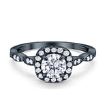 Art Deco Wedding Engagement Ring Round Cubic Zirconia Solid 925 Sterling Silver