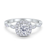 Art Deco Wedding Engagement Ring Round Cubic Zirconia Solid 925 Sterling Silver