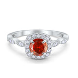 Art Deco Wedding Engagement Ring Round Cubic Zirconia Solid 925 Sterling Silver