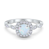 Art Deco Wedding Engagement Ring Round Cubic Zirconia Solid 925 Sterling Silver