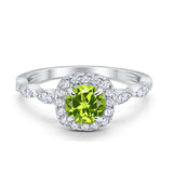 Art Deco Wedding Engagement Ring Round Cubic Zirconia Solid 925 Sterling Silver