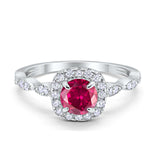 Art Deco Wedding Engagement Ring Round Cubic Zirconia Solid 925 Sterling Silver