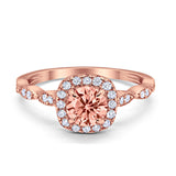 Art Deco Wedding Engagement Ring Round Cubic Zirconia Solid 925 Sterling Silver