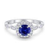 Art Deco Wedding Engagement Ring Round Cubic Zirconia Solid 925 Sterling Silver