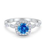 Art Deco Wedding Engagement Ring Round Cubic Zirconia Solid 925 Sterling Silver