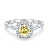 Art Deco Wedding Engagement Ring Round Cubic Zirconia Solid 925 Sterling Silver Choose Color Size 4 to 12