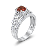 Two Piece Art Deco Wedding Ring Bridal Set Band Round Simulated Cubic Zirconia 925 Sterling Silver