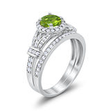 Two Piece Art Deco Wedding Ring Bridal Set Band Round Simulated Cubic Zirconia 925 Sterling Silver