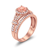 Two Piece Art Deco Wedding Ring Bridal Set Band Round Simulated Cubic Zirconia 925 Sterling Silver