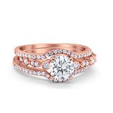 Art Deco Three Piece Wedding Ring Simulated Cubic Zirconia 925 Sterling Silver