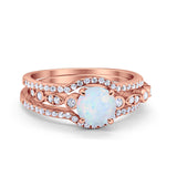 Art Deco Three Piece Wedding Ring Simulated Cubic Zirconia 925 Sterling Silver