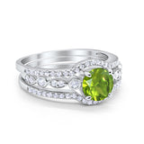 Art Deco Three Piece Wedding Ring Simulated Cubic Zirconia 925 Sterling Silver