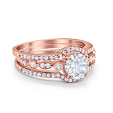 Art Deco Three Piece Wedding Ring Simulated Cubic Zirconia 925 Sterling Silver