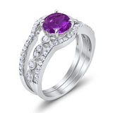 Art Deco Three Piece Wedding Ring Simulated Cubic Zirconia 925 Sterling Silver