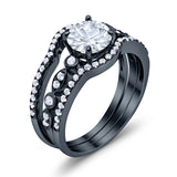 Art Deco Three Piece Wedding Ring Simulated Cubic Zirconia 925 Sterling Silver