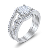 Art Deco Three Piece Wedding Ring Simulated Cubic Zirconia 925 Sterling Silver