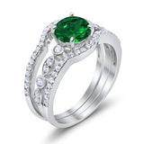 Art Deco Three Piece Wedding Ring Simulated Cubic Zirconia 925 Sterling Silver