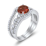 Art Deco Three Piece Wedding Ring Simulated Cubic Zirconia 925 Sterling Silver