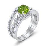 Art Deco Three Piece Wedding Ring Simulated Cubic Zirconia 925 Sterling Silver