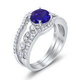 Art Deco Three Piece Wedding Ring Simulated Cubic Zirconia 925 Sterling Silver