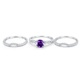 Art Deco Three Piece Wedding Ring Simulated Cubic Zirconia 925 Sterling Silver