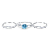Art Deco Three Piece Wedding Ring Simulated Cubic Zirconia 925 Sterling Silver
