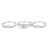 Art Deco Three Piece Wedding Ring Simulated Cubic Zirconia 925 Sterling Silver