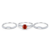 Art Deco Three Piece Wedding Ring Simulated Cubic Zirconia 925 Sterling Silver