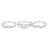 Art Deco Three Piece Wedding Ring Simulated Cubic Zirconia 925 Sterling Silver